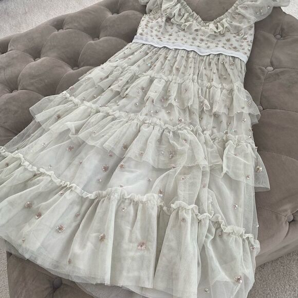 NEEDLE & THREAD
Sunburst Tiered Dress In Bleached Blue - Picture 9 of 11